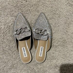 Steve Madden Silver Crystal Chain Mules